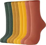 [J-BOX] Crew Socks for Women Knit Ribbed Cotton Socks Running Athletic Socks 10 pairs