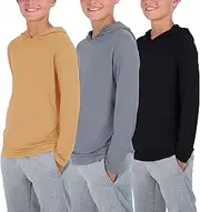 [Real Essentials] 3 Pack: Boys Girls Youth Teen Dry Fit Long Sleeve Active Hoodie Sweatshirt