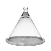 Davis & Waddell Nuvolo Marble Conical Dome Grey & Clear 25x25x24cm