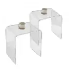 Clear Acrylic C Shaped Side Tables Set of 2 Modern Lucite End Tables for Living