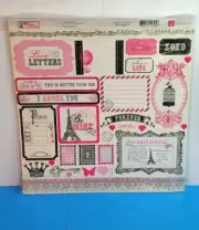 ECHO PARK PAPER CO. 12 X 12 PAPER PACK BE MINE KIT ELEMENT & ALPHABET STICKERS