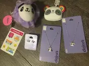Claire’s Rainbow Panda Bear Necklace Jewelry Mirror Lot Justice Stic Easter