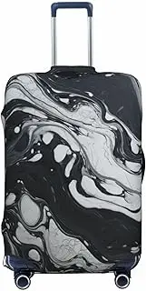 [CADREWY] Black White Marble Print Travel Suitcase Cover Luggage Protector with Elastic Anti Scratch for Carry On, Black, Medium
