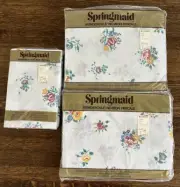 VTG New Wondercale Springmaid Double Flat,Fitted Sheets W2 Pillowcases Christina