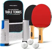 PRO SPIN Ping Pong Paddle with Carbon Fiber | 7-Ply Blade, Offensive Rubber, 2.0mm Sponge, Premium Rubber Protector Case | Improve Your Game with The Elite Series Carbon Table Tennis Racket