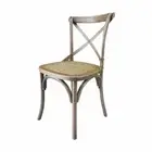 Set of 2 Hamptons Cross Back Dining Chair Birch Oak Rattan Seat Natural