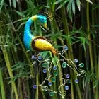 Solar Power Outdoor Garden Novelty LED Peacock Light Up Path Ornament Lamp Light