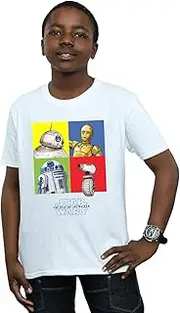 [Absolute Cult] Star Wars The Rise Of Skywalker Droid Squares Boys T-Shirt White 5-6 Years