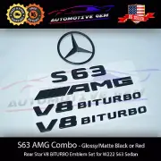 S63 SEDAN AMG V8 BITURBO Rear Star Emblem Black Badge Combo Set Mercedes W222
