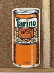 1970S AUSTRALIAN TARINO ORANGE SOFT DRINK CAN STICKER MILK BAR STORE DISPLAY EXC