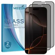[2 Pack] Privacy Anti-Spy Full Coverage Apple iPhone 16 Pro Max (6.9") Tempered Glass Premium 9H HD Screen Protectors by MEZON (iPhone 16 Pro Max, Privacy)