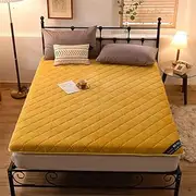 Milk Plush Japanese Futon Mattress Floor Mattress Foldable Sleeping Mattress for Floor Japanese Tatami Roll Mat Soft Portable Sleeping Pad Quilted Bed Mattress Topper,Yellow,180x200cm(71 * 79in)
