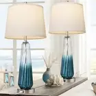 Table Lamps Set of 2 with Touch Control, Modern Glass Bedside Lamps with USB A+C