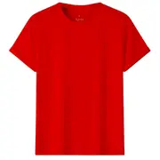 Adult 100% Cotton T-Shirt Unisex Men's Basic Plain Blank Crew Tee Tops Shirts - Red