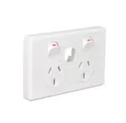 Clipsal C2025XUA-WE - Double power point with Extra Switch NO MECH White (Classic Series)