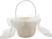 [WICKER WEAVING] Flower Girl Baskets White Bow Beautiful Wedding Flower Girl Bridal Basket Wedding Party Anniversary Celebration Wedding, Outdoor