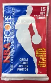 1989 NBA Hoops Still Sealed Pack David Robinson Rc On Front Spurs Rookie