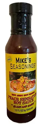 Mike's Seasonings Peach Sensation Hot Sauce BBQ Smoker Cooking Dipping NO MSG