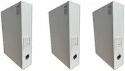 White Faux Leather Box File | 3 Pack |Document Storage | Paperwork Archive | Lock Spring | Secured with Fastening Stud | H37.5 x W8 x D26.5 cm |