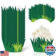 Whaline 36Pcs Green Grass Cupcake Wrappers Grass Cupcake Liners Decorative Cu
