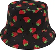 [YAMEIZE] Strawberry Bucket Hat for Women - Girls Strawberry Shortcake Hat Cute Pink Bucket Hat Beach Summer Outdoor