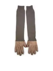 Khaki Cashmere & Lambskin Knitted Gloves