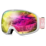 Owl Ski Goggles OTG, Snow Snowboard Goggles for Men Women Wh-vlt 13% Revo Pink