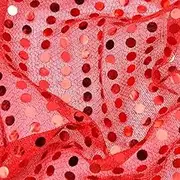 Sparkle Sequin Fabric 1m x 115cm,Red Bling Glitter Cloth for Stage Costumes, Festival Wear & Wedding Decor, High-Shine Dot Mesh Material with Reinforced Edges (Red)