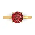2Ct Round Cut Natural Garnet VVS1 Solid Gold Solitaire Engagement Promise Ring