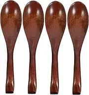 Generic 4pcs Wooden Soup Spoons Natural Spoons for Cooking Serving and Eating Comfortable Grip for Kitchen Restaurants Food Stores