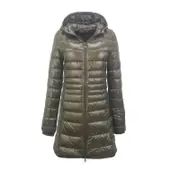 Nevenka Womens Lightweight Puffer Jacket Hooded Winter Mid Length Coat-ArmyGreen