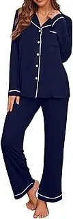 [PrinStory] Women's Pajamas Set Long Sleeve Sleepwear Casual Loungewear Soft Button Down Pjs Set with Pockets