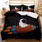 Astronauts Travel In Spaceships 3D Quilt Duvet Doona Cover Set Pillow case Print