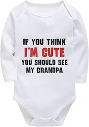 [WOOYONGING] If You Think I'm Cute You Should See My Grandpa Outfits for Baby Girls Long Sleeve Baby Boy Coming Home Outfit Su