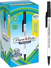 [Paper Mate] Kilometrico Ballpoint Pens | Long Writing with Medium Point (1.0mm) | Black Ink | 80% recycled Plastic | 50 Count