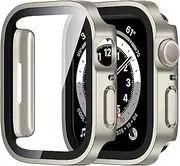 [Amizee] 2 Pack Case Compatible with Apple Watch Series 9 8 7 45mm Case with Built-in Screen Protector, Hard PC Case Straight Edge Ultra Thin Anti-Scratch Protective Cover for iWatch (Starlight)