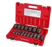 Milwaukee•Shockwave 1/2" Drive SAE Deep 6 Point Impact Socket Set•18 Pieces•New!