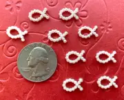 100pcs x 1/2" Faux Pearl Bow/Fish Flatback Plastic Bead Appliques/Jesus SB505