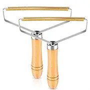 2 Pack Reusable Metal Lint Remover Tool – Durable Pet Hair Remover Tool with Wooden Handle | Portable Fabric Shaver Fuzz Cleaner for Clothes, Carpet & Furniture, Couch, Rugs, Car Seats & Upholstery
