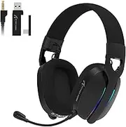 MAMBASNAKE x Attack Shark L90 Flodable Ultra-Light Wireless Gaming Headset, 7.1 Surround Sound, BT5.3/2.4Ghz/Wired, RGB, 40mm Neodymium Drivers,Pluggable Microphone, for PC/PS4/PS5/Switch-Black