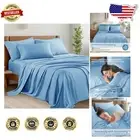 Luxury Cooling Bamboo Full Sheet Set - 6 Piece Lake Blue, 1800 TC Soft Bedding