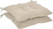 Amazon Basics Tufted Outdoor Square Seat Patio Cushion - Pack of 2, Khaki