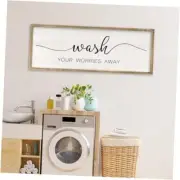 Wash Your Worries Away Sign Bathroom Wall Art Decor 32x12 Inch 32''×12'' Wood
