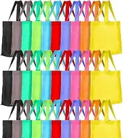 [LimCryspp] 50 Pieces Non Woven Reusable Bags Multi Color Tote Gift Bags Colored Blank Tote Bags Bulk Fabric Grocery Bags Easy to Use