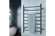 ACA 8 Bar Heated Towel Rail Wall Mounted Towel Electric Towel Rack Warmer Rack Drying Rack Aluminum Black