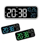 Digital LED Desk Alarm Clock Large LED Display Wall Clock Temperature Humidity