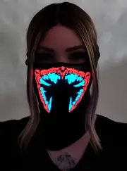 Sound Activated Monster Red and White Teeth Light Up Mask
