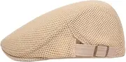 [Lopsity] Men Mesh Flat Cap Breathable Summer Newsboy Hat Beret Hat Summer Cap Adjustable Newsboy Beret Cap Cabbie Flat Caps