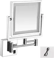 8 inch Wall Mounted Makeup Mirror ，USB Rechargeable Double-Sided with 3 Tones LED Lights, 1x3x Magnifying Bathroom Mirror for Shaving,Silver