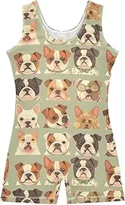 [FRODOTGV] Cute Dog Faces Leotard for Girls Gymnastics Toddlers Biketard Tumbling Outfits for Dancewear, Tumbling Class, Swimming